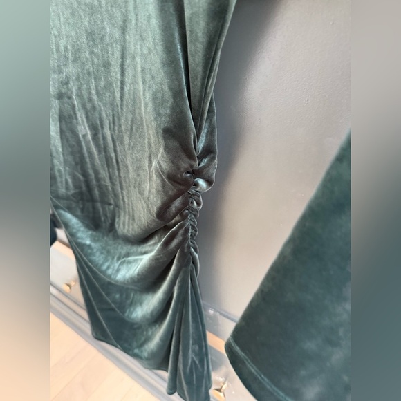 Abercrombie & Fitch Paloma Dark Green Long Sleeve Velvet Dress • M • NWT - Picture 4 of 8